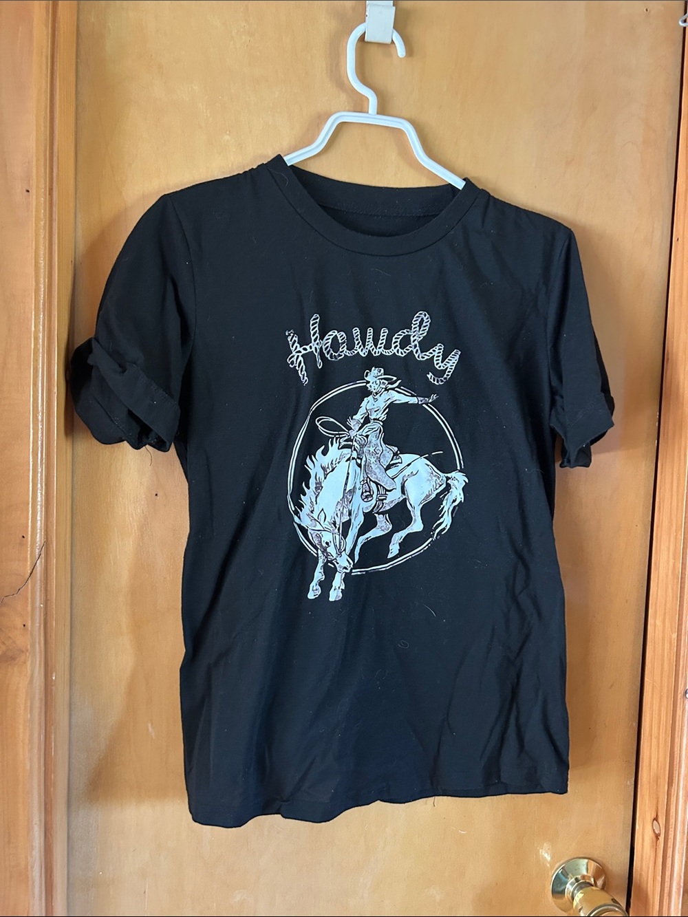 Howdy Cowboy Graphic Tee - Black with White Print